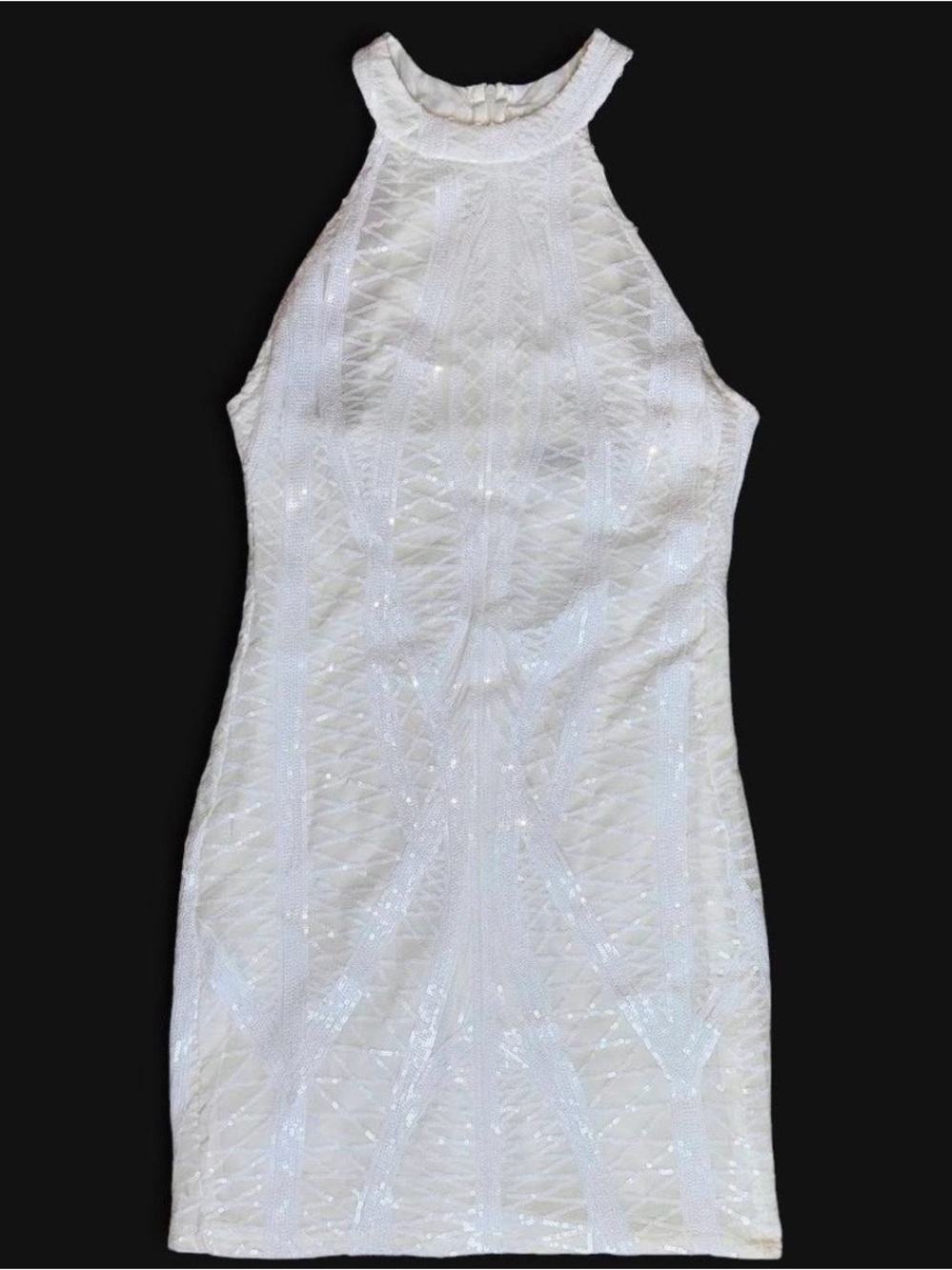CBR White Sequin Halter Dress